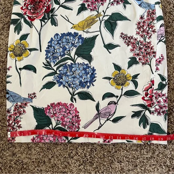 Boden Ivory Floral and Bird Print Pencil Skirt Size 12 - Picture 7 of 9